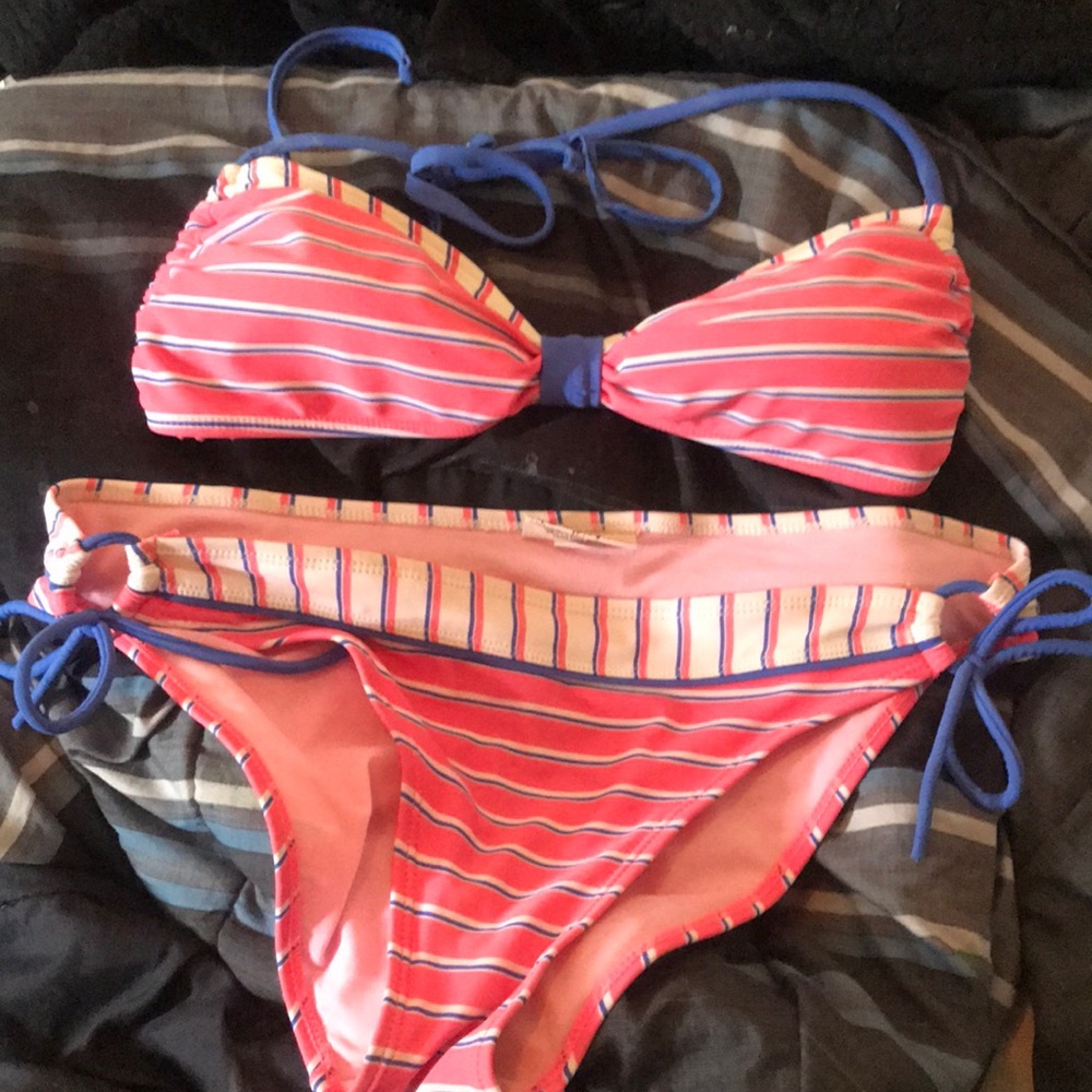 open to offers Pink, White, & Blue Striped Bikini